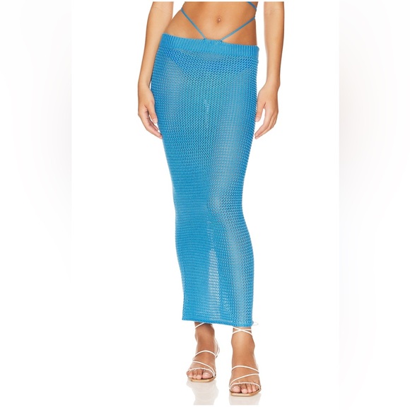 Bananhot Alma crochet maxi coverup Skirt xs/s Royal Blue